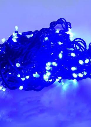 Гірлянда вулична нитка 100 led, синій немиготливий, 7.2м, чорн...