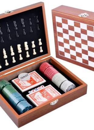 Ігровий набір шахи / покерні фішки / карти (2 колоди) / гральн...