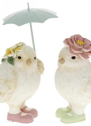 Декоративна статуетка пташки під парасолькою