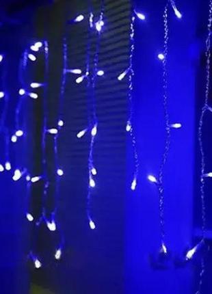 Гірлянда бахрома 48 led, синій, 1.7 м, прозорий дріт