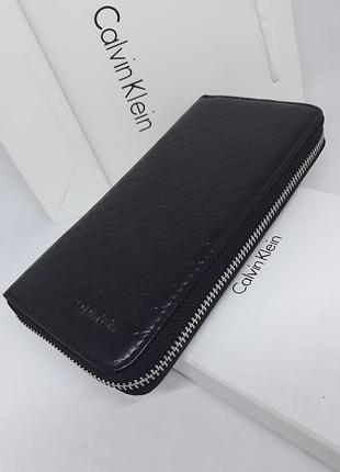 Мужской кожаный кошелек клатч портмоне черный