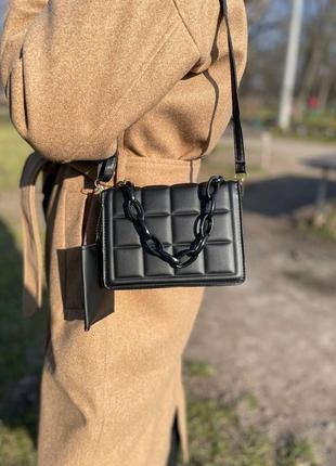 Стильна сумочка на ремінці шкіряна з еко шкіри зі зйомним гаманцем кросбоді2 фото