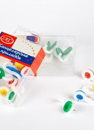 Кнопки канцелярські кольорові "гачок" 10 шт в упаковці