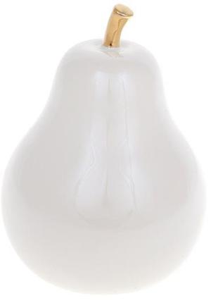 Декоративна порцелянова груша 11.3см, колір - білий перламутр ...