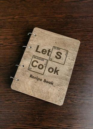 Блокнот в деревянной обложке "let's cook"1 фото