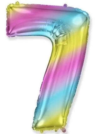 Фольгована куля цифра "7" 1м, flexmetal, колір - градієнт