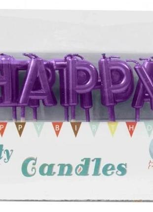 Свічки-літери в торт "happy birthday", колір - фіолетовий перл...