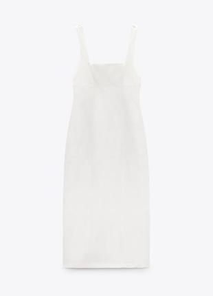 Белое платье с открытой спинкой от zara, размер xs, l, xl4 фото