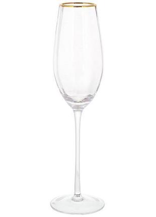 Набір (4шт.) келихів для шампанського з золотим кантом monica ...