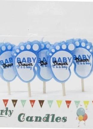 Фігурні свічки для торта "baby shower. its a boy", колір - бла...