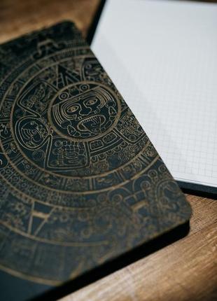 Блокнот у дерев'яній обкладинці "календар майя"3 фото