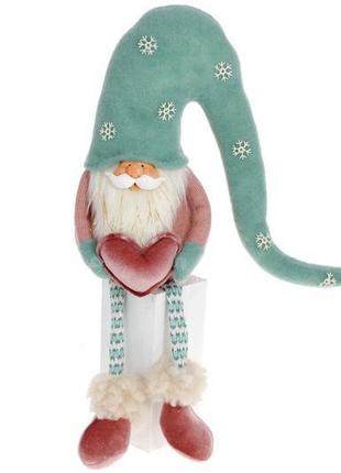 М'яка іграшка сидячий гном, 51см, колір - рожевий з м'ятним