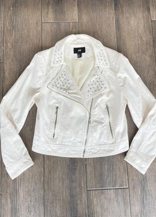 Zara h&amp;m пиджак жакет джинсовая куртка бомбер белая бежевая слоновая кость s m с м оверсайз