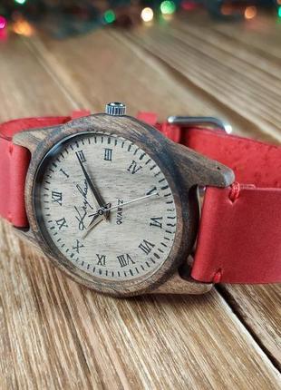 Годинник з дерева, жіночий годинник, грецький горіх, 03r3530 red