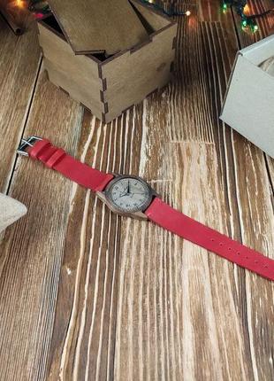 Годинник з дерева, жіночий годинник, грецький горіх, 03r3530 red2 фото