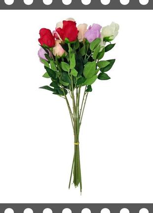 Штучні квіти преміум роза на ніжці, 630 мм кольори мікс