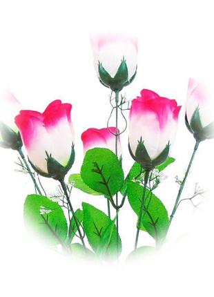 Букет штучний "троянда" на 6 голів 470 мм кольору мікс2 фото