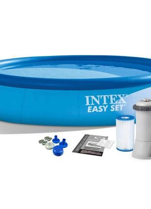 Надувний басейн із фільтром 7290 л intex easy set pool 396*84 см