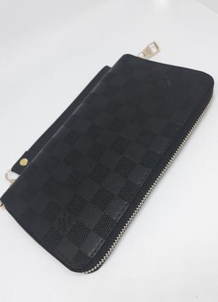 Мужской кожаный кошелек клатч портмоне черный