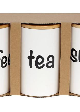 Набір (3шт.) керамічних банок 650 мл з бамбуковими кришками su...