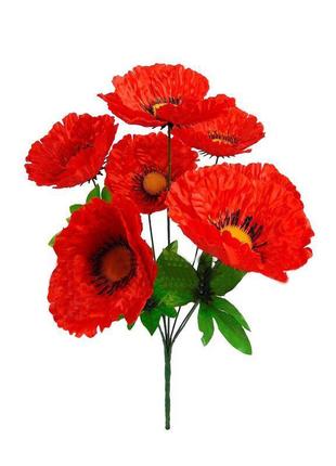 Штучні квіти букет червоний мак, 6 голів, 390 мм