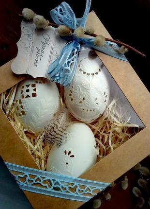 Подарунковий набір з різблених гусячих  яєць2 фото