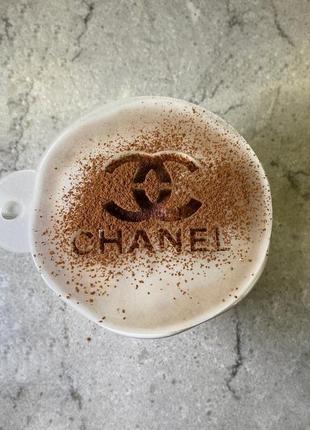 Трафарет с логотипом chanel, трафарет для кофе, торта, трафарет для печенья, трафарет для аэрографии2 фото