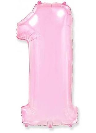 Фольгована куля цифра "1" 1м, flexmetal, колір - рожевий перла...