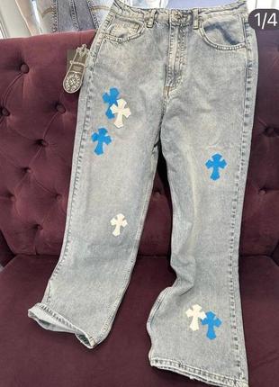 Стильные джинсы chrome hearts1 фото