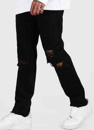 Актуальные зауженные джинсы slim с потертостями #2171 фото
