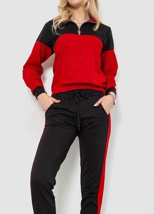 Спортивний жіночий костюм, колір чорно-червоний, 244r1852 фото