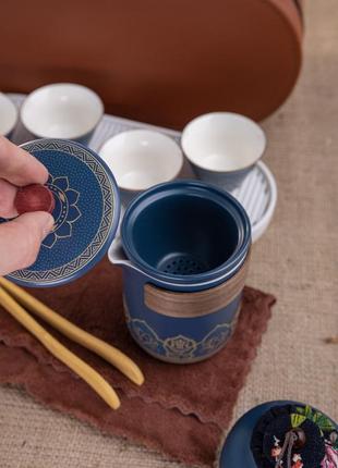 Набір для китайських чайних  церемоній в кейсі чабань гайвань піали аксесуари + подарунок3 фото