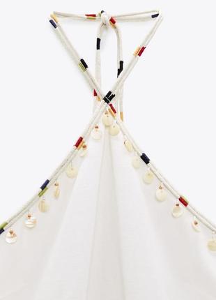 Платье с льном и бисером от zara, размер м, l5 фото