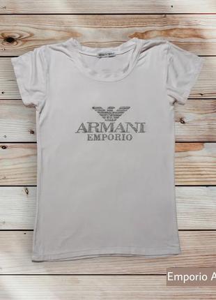 Белая футболка armani1 фото