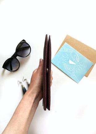 Шкіряне портмоне кольору бургунді,компактний тревел кейс,гаманець униескс2 фото
