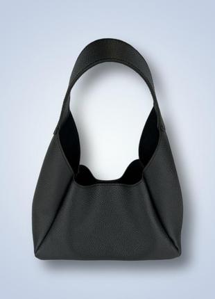Жіноча шкіряна сумка хобо "torba" чорна ручної роботи3 фото