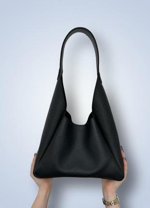 Жіноча шкіряна сумка хобо "torba" чорна ручної роботи6 фото
