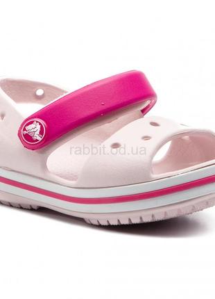 Крокс сандалии детские бежевые crocs crocband sandal kids barely pink5 фото