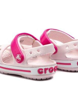 Крокс сандалии детские бежевые crocs crocband sandal kids barely pink10 фото