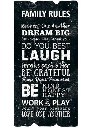 Декоративна табличка  "family rules "