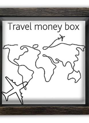 Дерев'яна копілка "travel money box"1 фото