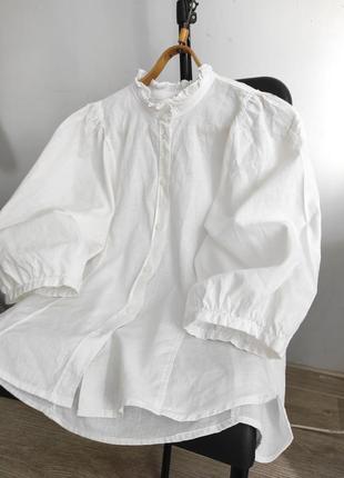 Біла сорочка белая льняная рубашка h&amp;m