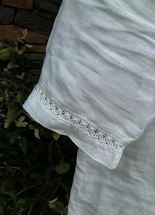 Льняная оригинальная блузка с широким рукавом. италия.2 фото