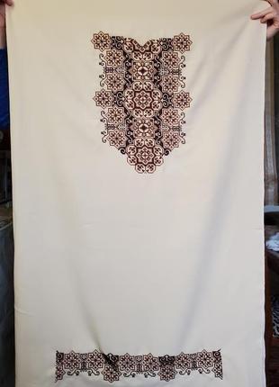 Полотно, с вышитым бисером рисунком для пошива платья в этническом стилее2 фото