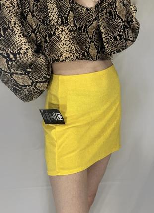 Желтая юбка короткая м1 фото