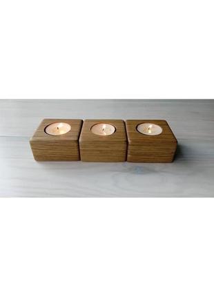 Набір з 3 дерев'яних свічників6 фото