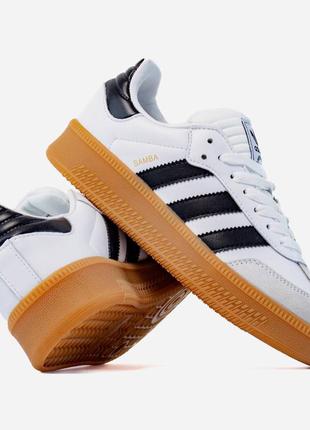 Женские кроссовки адидас самба adidas samba xlg white/black gum platform4 фото