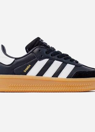 Жіночі кросівки адідас самба adidas samba xlg black/white gum platform