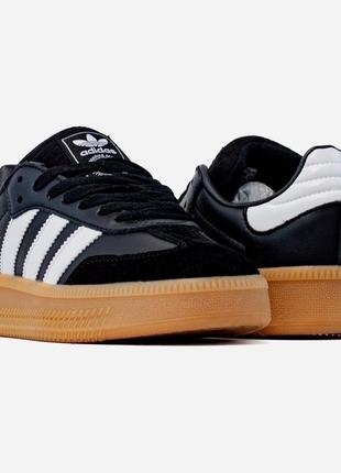 Женские кроссовки адидас самба adidas samba xlg black/white gum platform3 фото