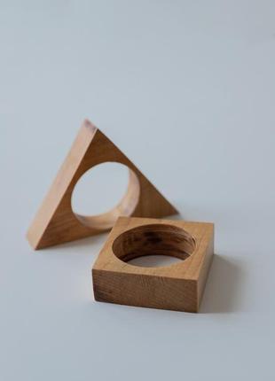 Кольца для столовых салфеток из дерева ""геометрия""4 фото
